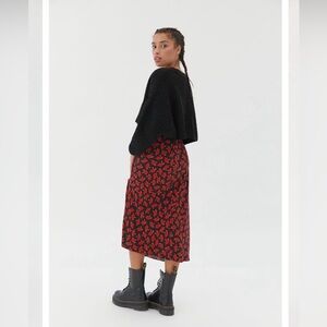 Urban Outfitters “Jewel” Rose Print Midi Skirt